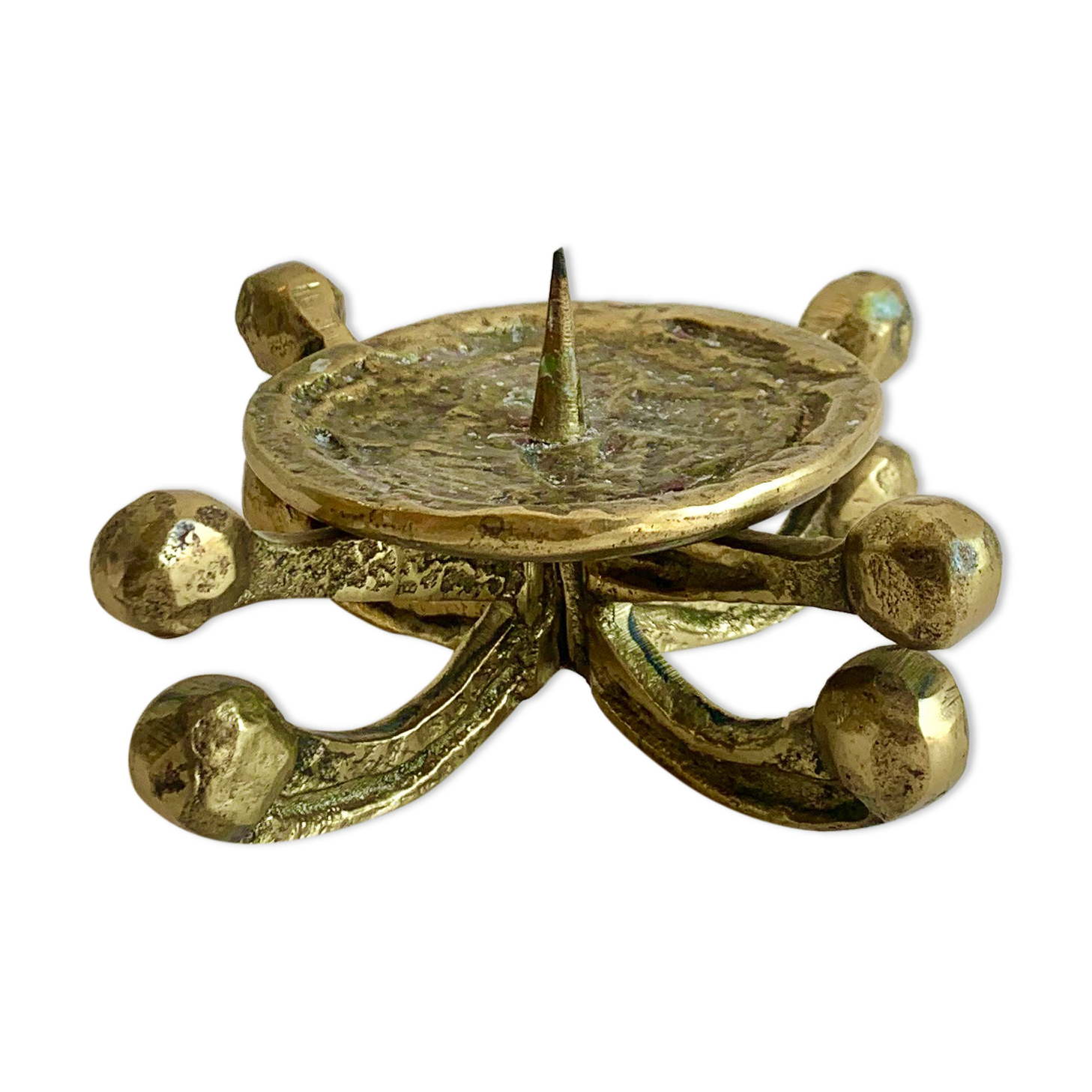 Porte-bougie vintage en bronze, années 1970