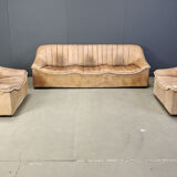 Vintage leather sofa set, 1960s