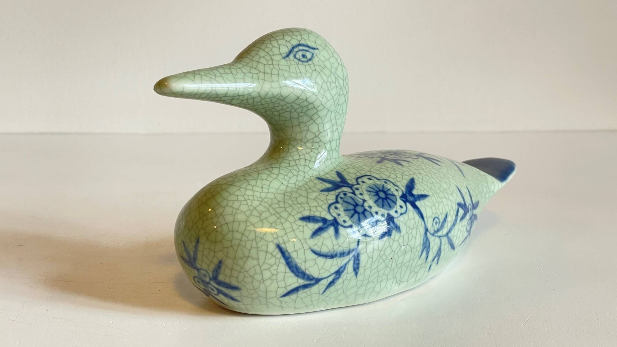Vintage Blue Ceramic Duck