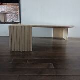 Large travertine coffee table drop shape