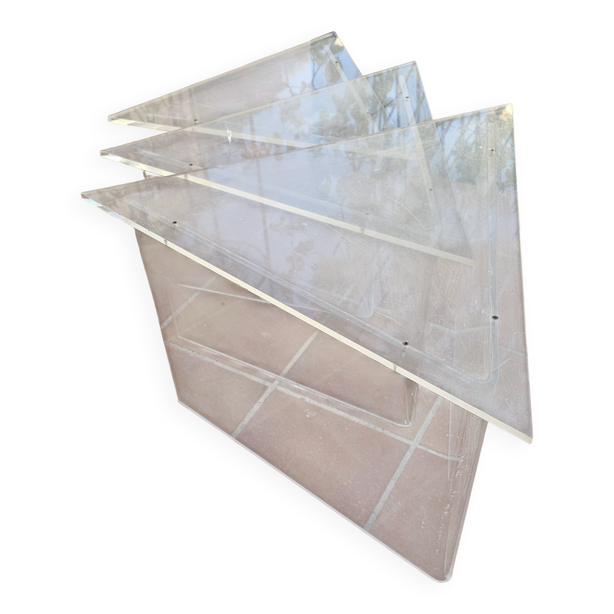 Table gigogne plexiglass triangle 90's