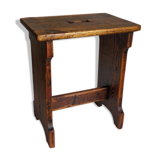 Tabouret d'appoint art-populaire en bois massif ancien