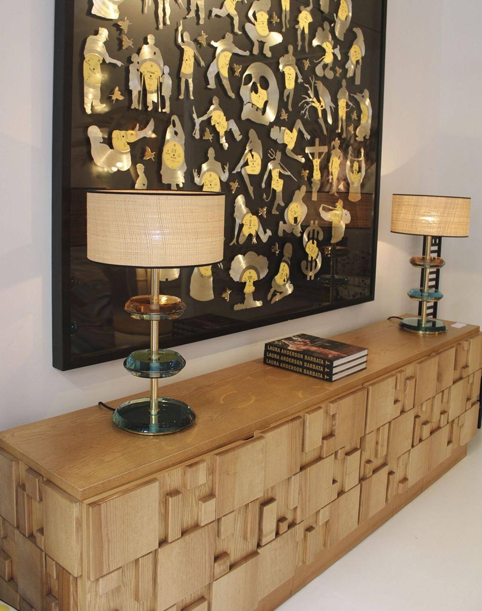 Brutalist Style Oak Handcarved Italian Large Sideboard