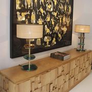 Brutalist Style Oak Handcarved Italian Large Sideboard