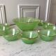 Set of 8 small bowls and a green granita bowl 60s-70s