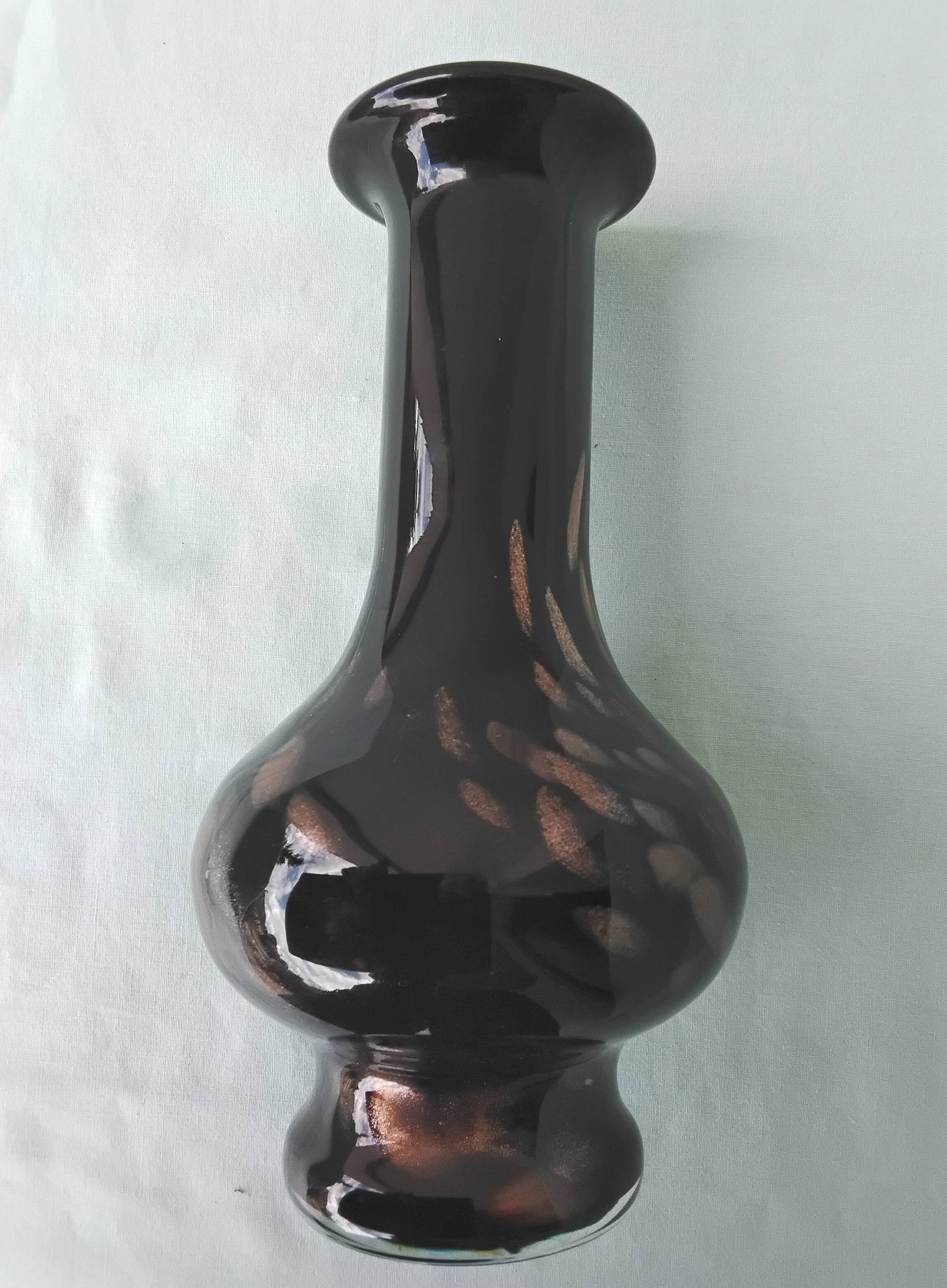 Black glitter glass vase