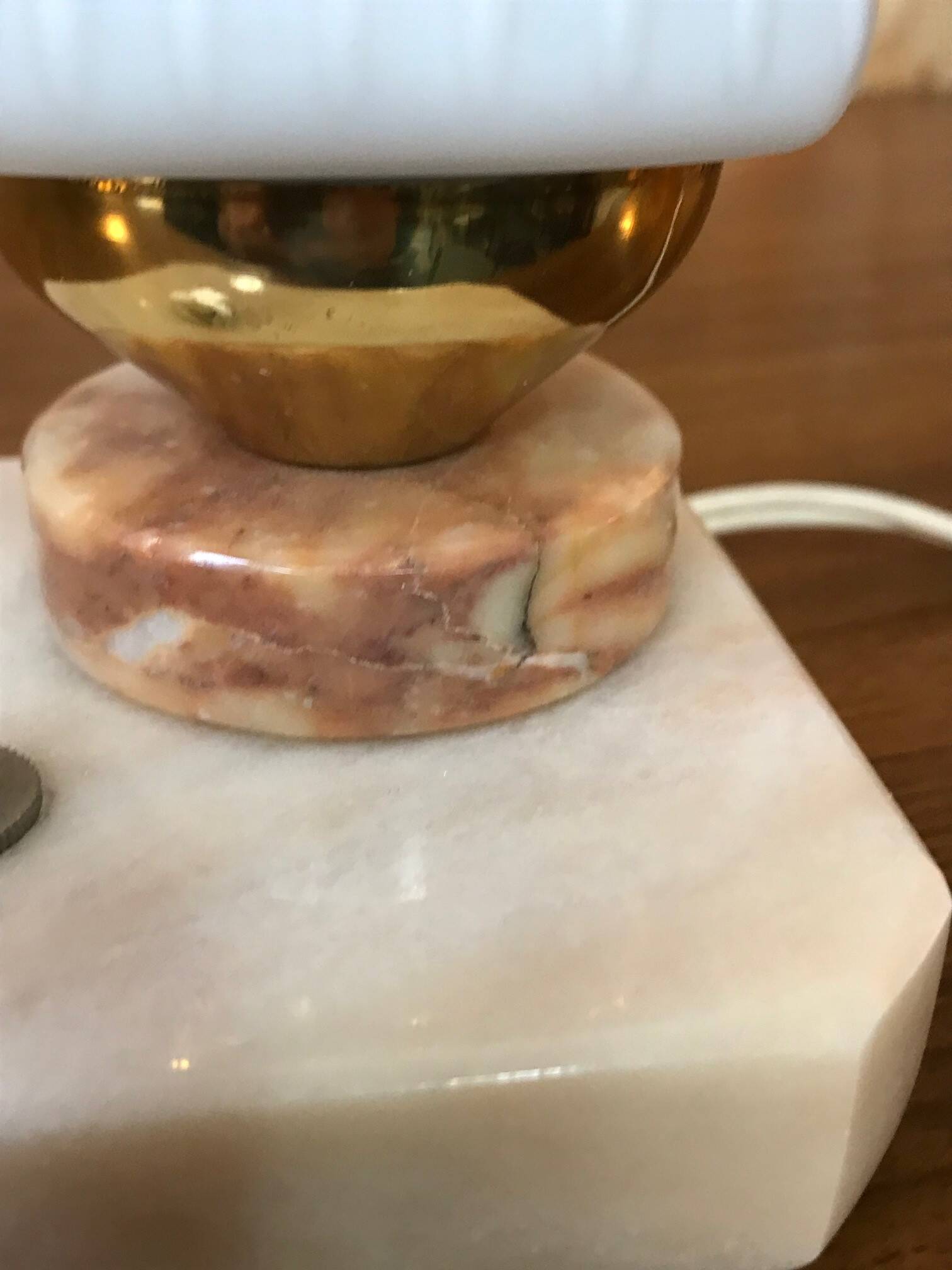 Vintage lamps in opaline and marble from the 1960s.