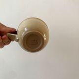 set of 10 cups and sub-cups in stoneware of the Marais handcrafted signed 70s