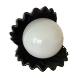 Vintage ceramic shell lamp with opaline globe