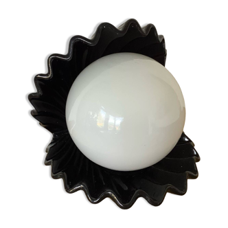 Lampe vintage coquillage en ceramique globe opaline