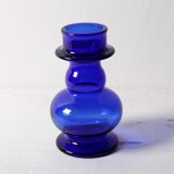 Vase en verre pressé cobalt bleu de petite taille des années 1960 / Italie