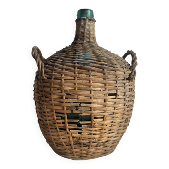 Vintage Spanish wicker demijohn bottle