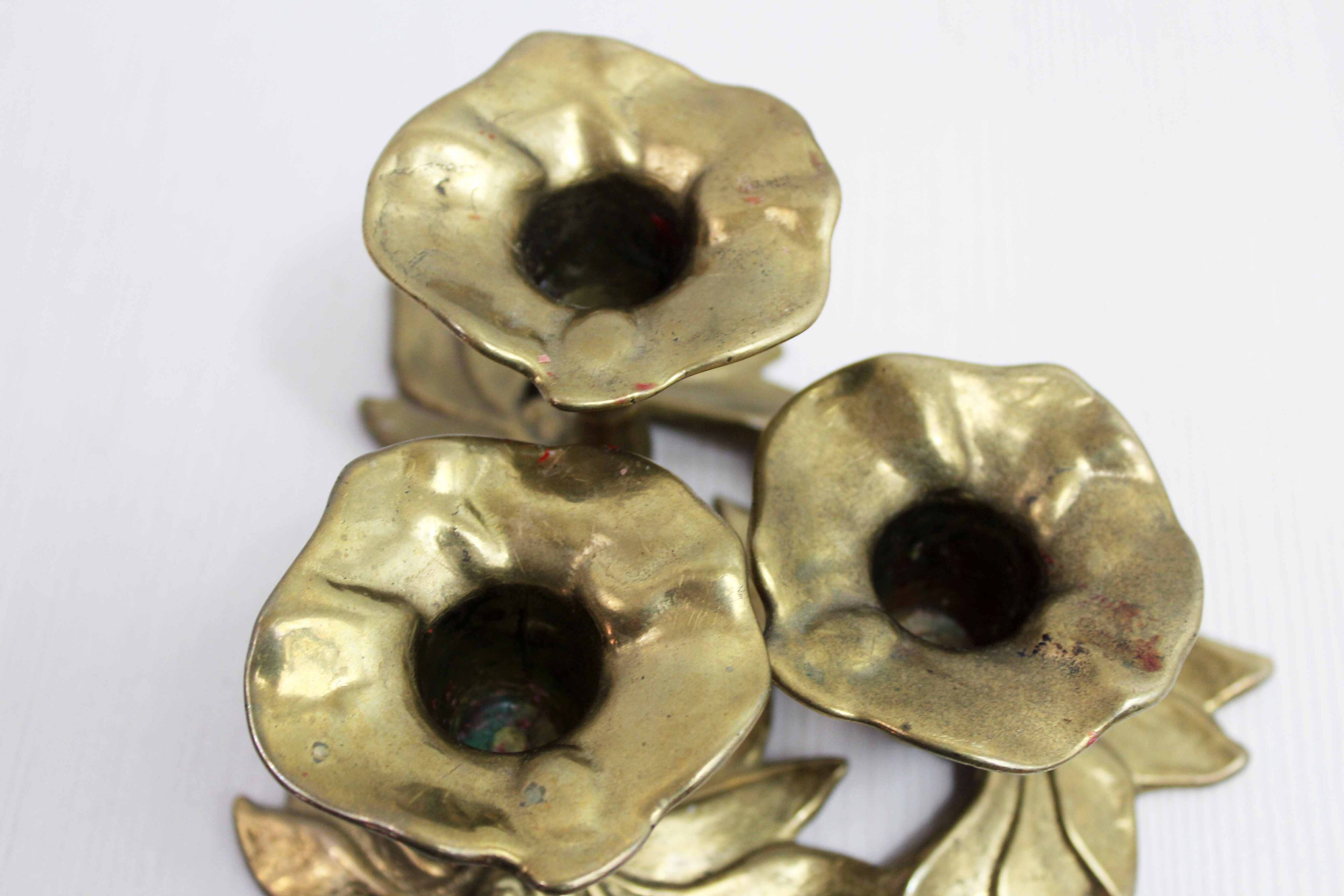 Brass flower candle holder