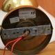 Wall light brass and opalescent glass white lights Deknudt 1980