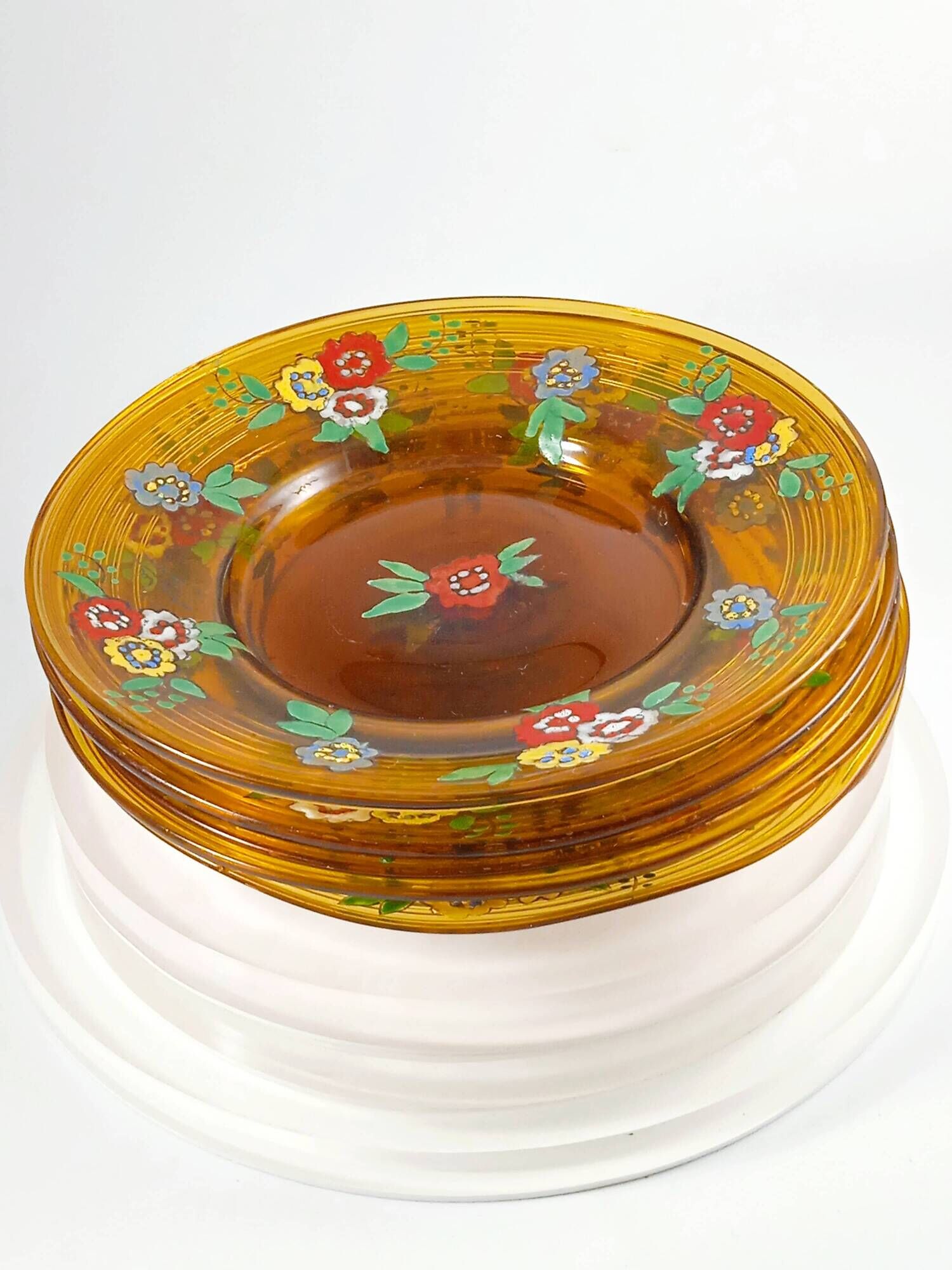 Set of 5 plates in blown glass Gordiola Mallorca
