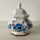 Antique sugar bowl in hand-painted earthenware – Blue floral decoration – Shape