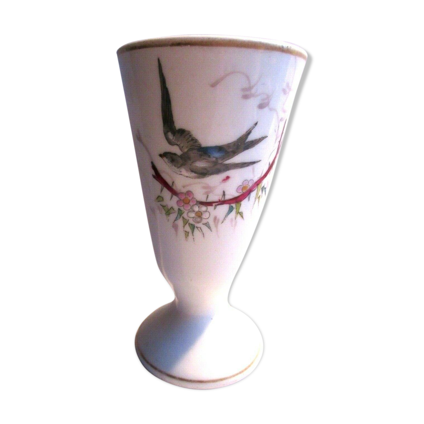 Paris porcelain mazagran, In-flight Hirondelle and other Art Deco bird