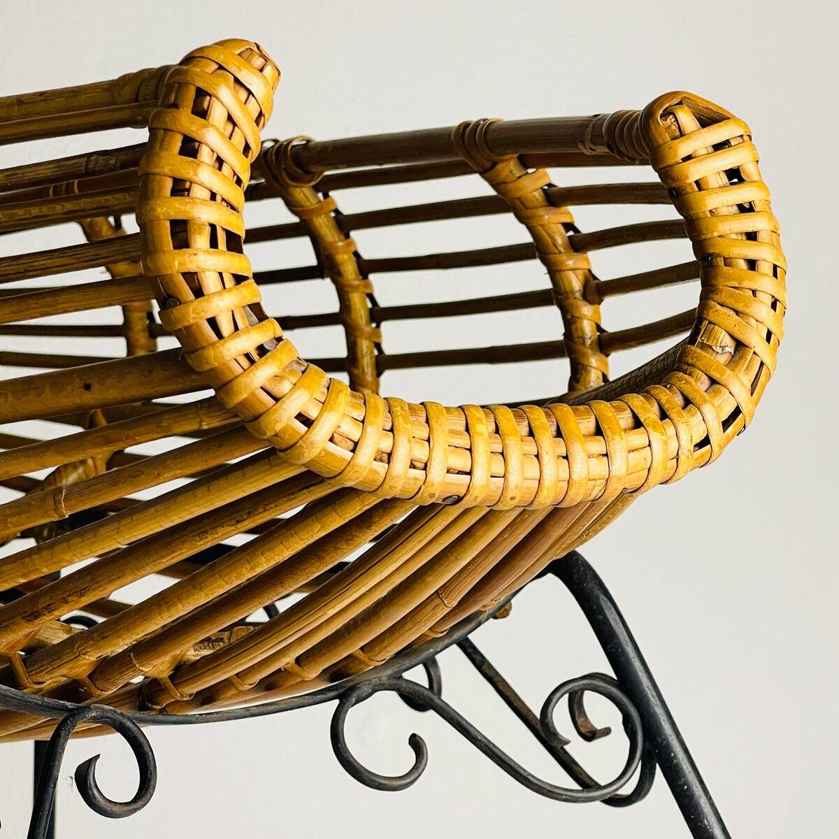 Magazine rack or vintage rattan stand, Italy, 1960s