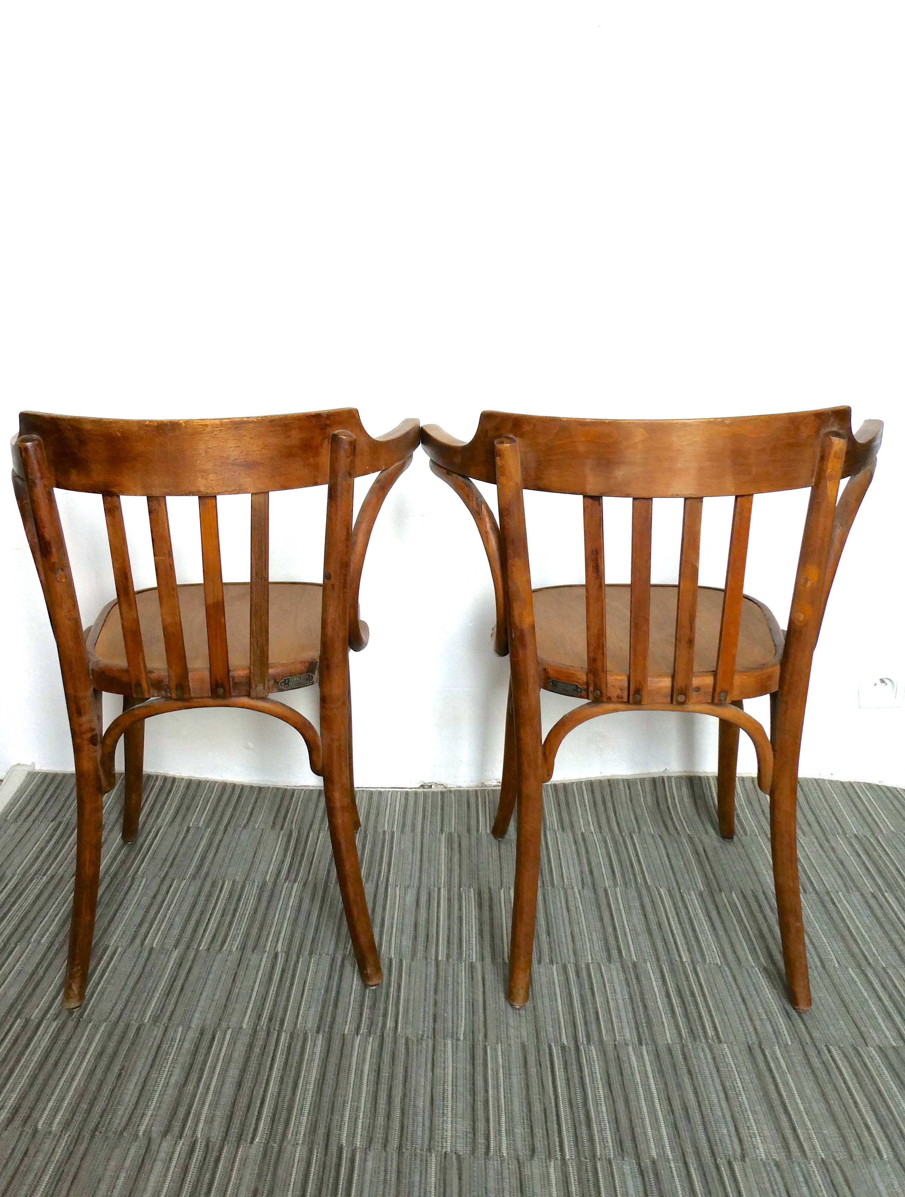 Paire de fauteuils de bistrot Fischel en bois courbé