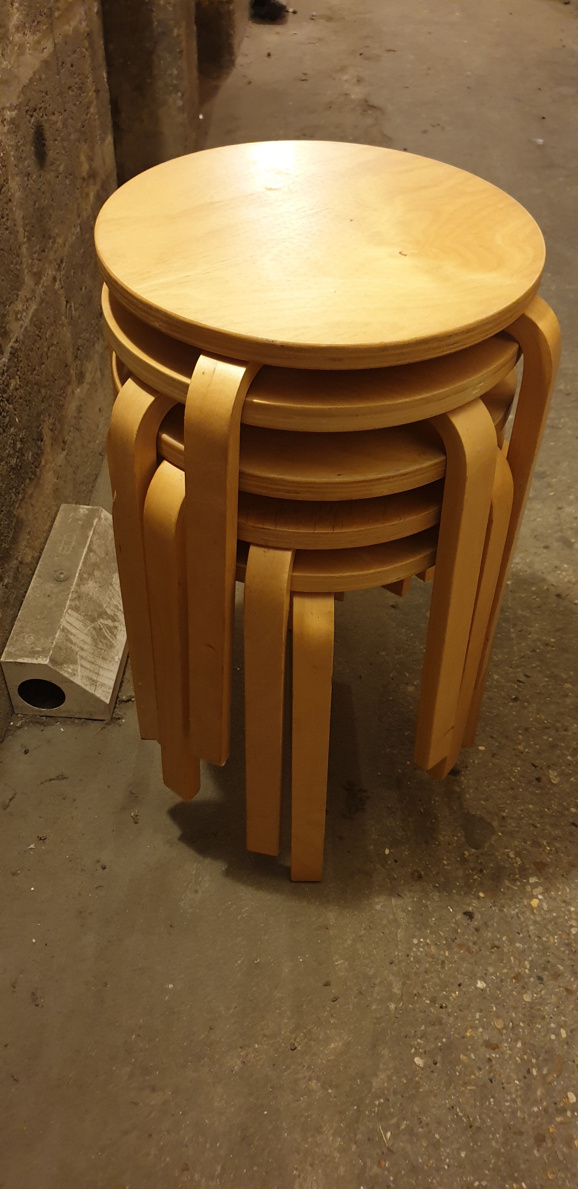 Set of 5 stools pilable beech wood and multiplies /80