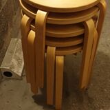 Set of 5 stools pilable beech wood and multiplies /80