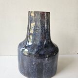Blue glazed ceramic vase Signed Annie (height 26cm)