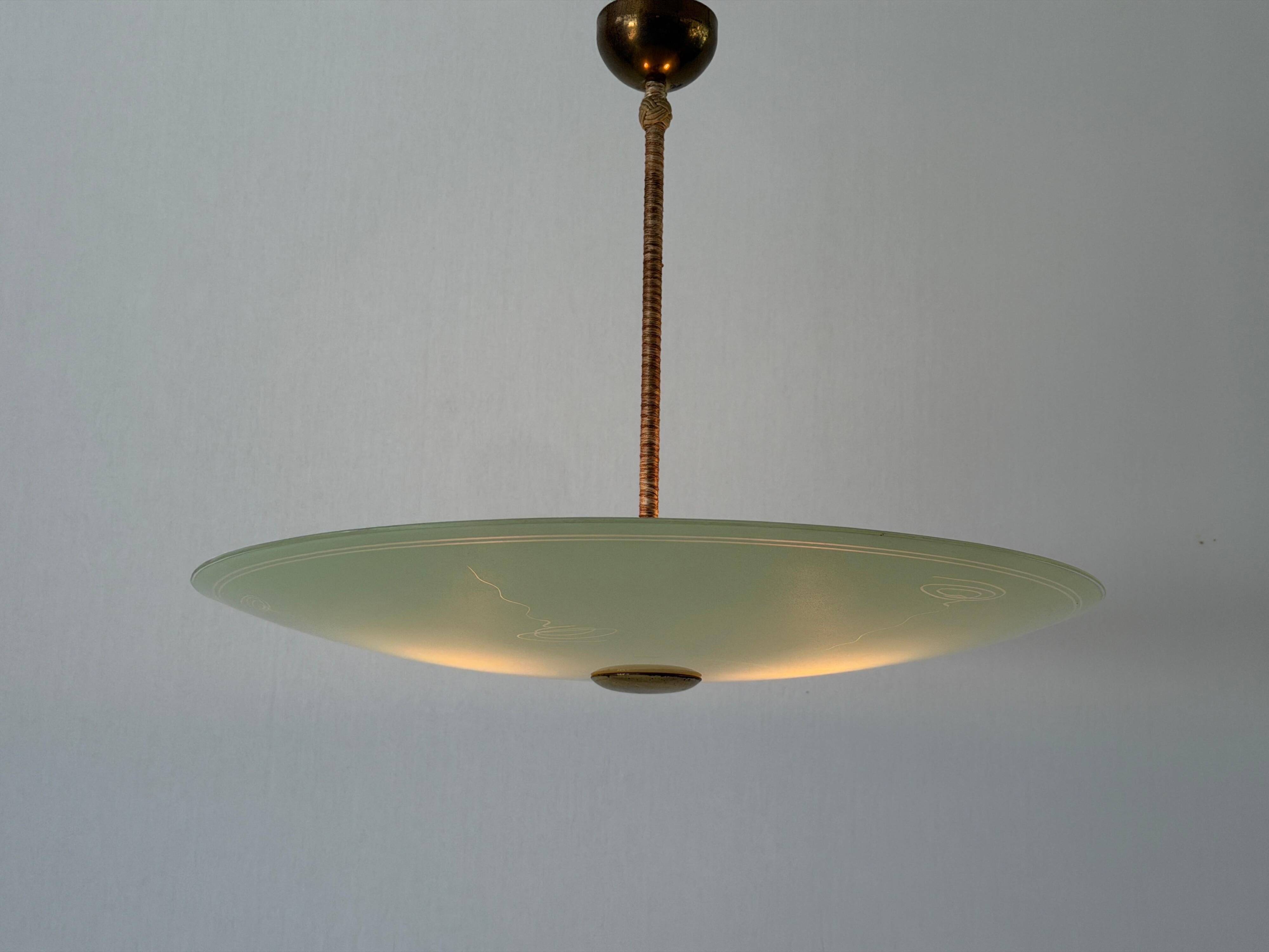 Suspension Art Déco en verre vert, années 1940, Allemagne