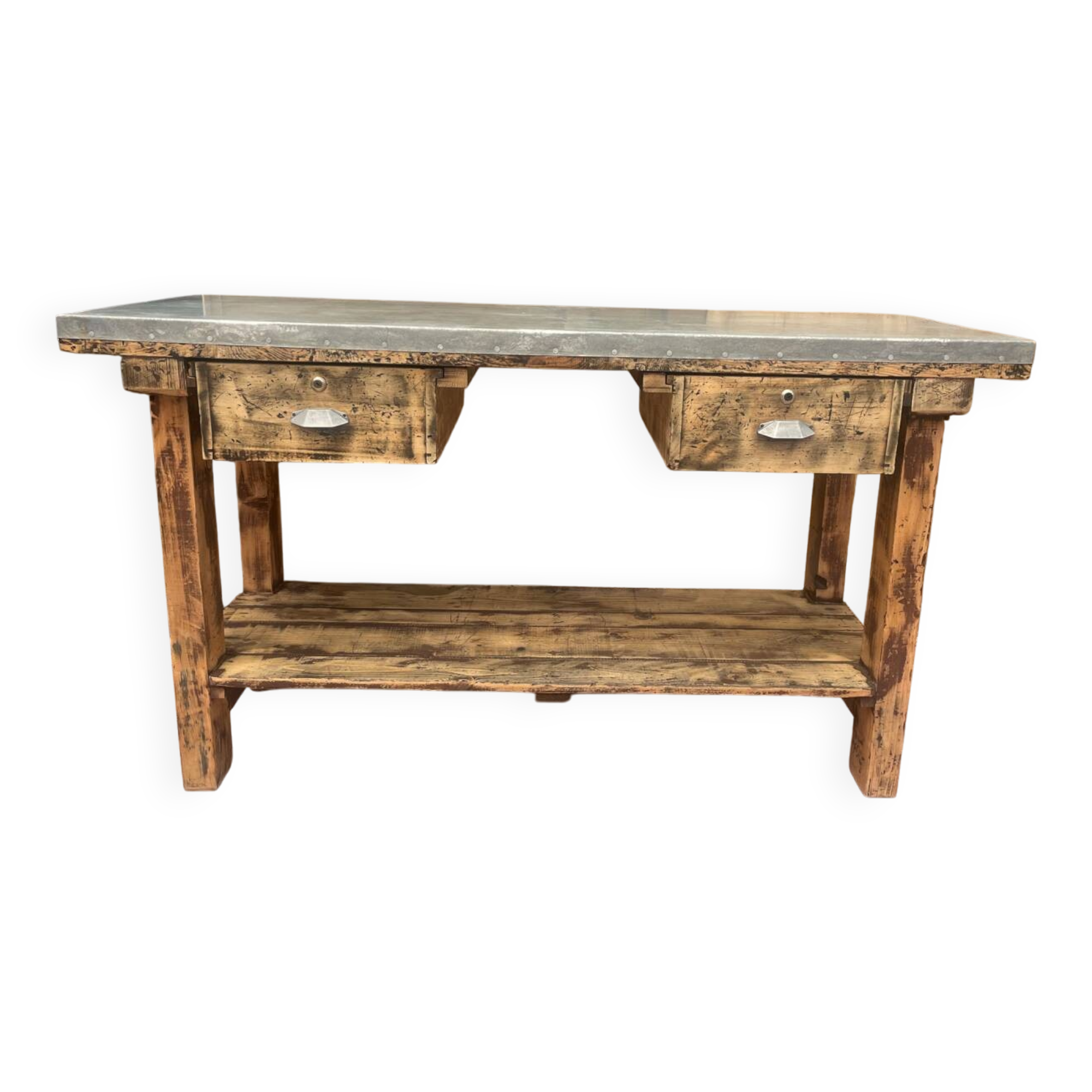 Establishment, counter, wooden and zinc serving table.