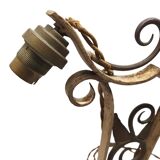 art deco table lamp marble base wrought iron frame hexagonal tulip imp belgium