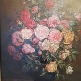 Oil on canvas bouquet of roses