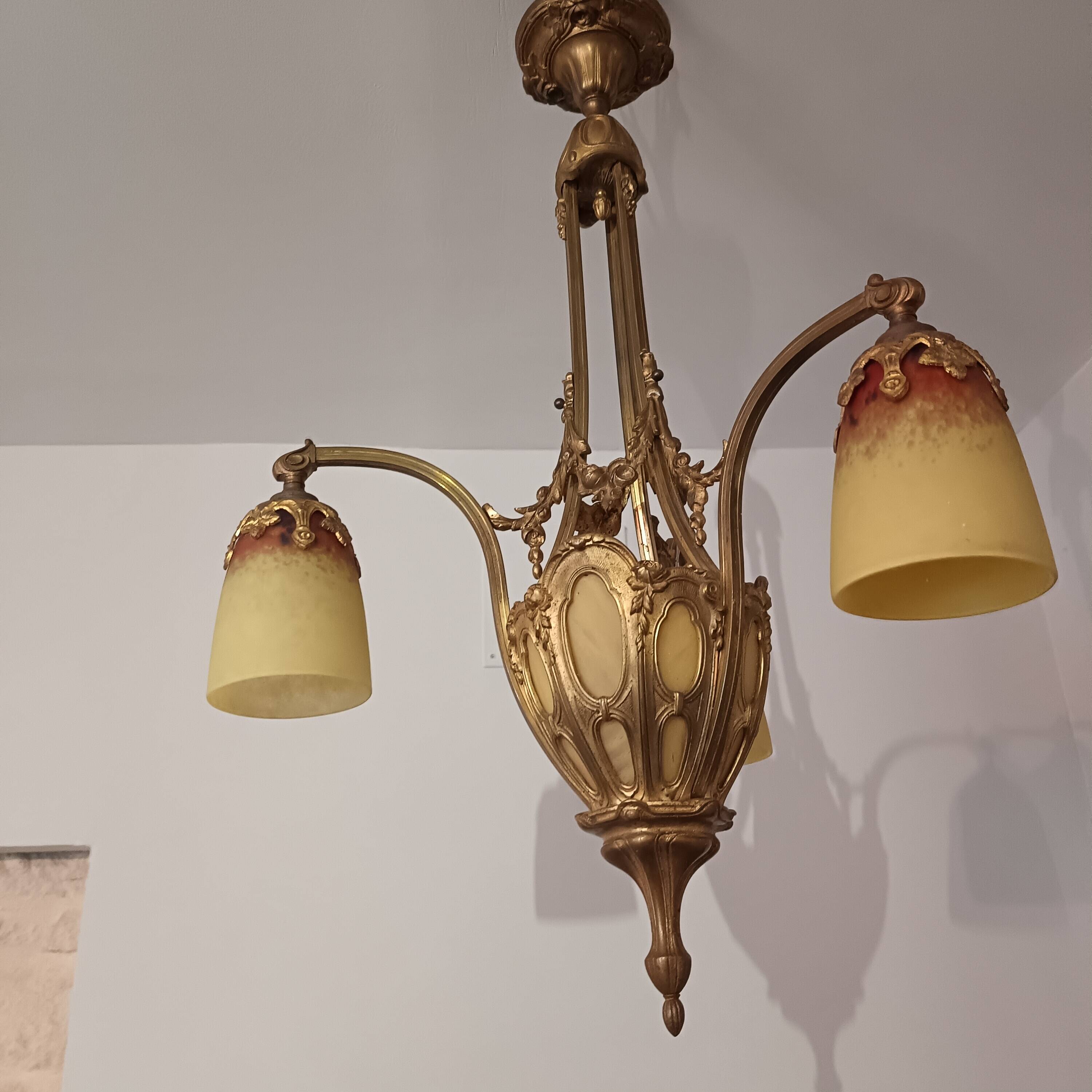 Art Deco glass paste chandelier