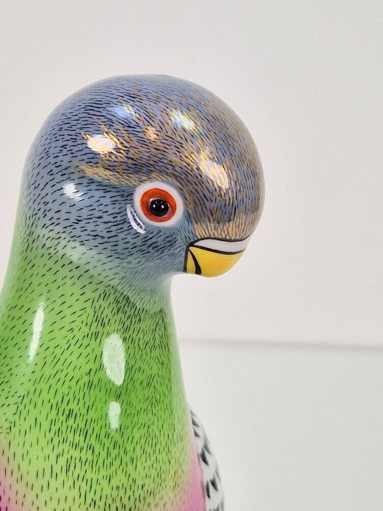 Italian Hand Painted Porcelain Pigeon by Giulia Mangani, 1970s