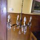 Rococo chandelier with crystal pendants, 4 lights, brass and metal 1950/1960