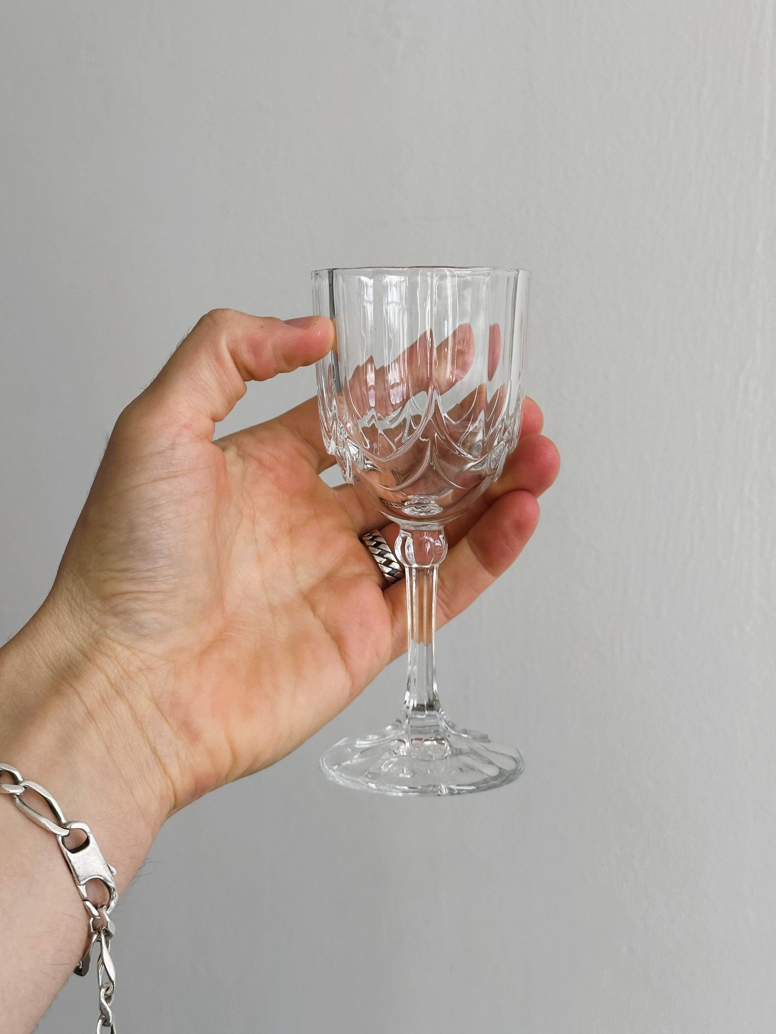 5 Vintage Cut Thick Glass Shot Glasses