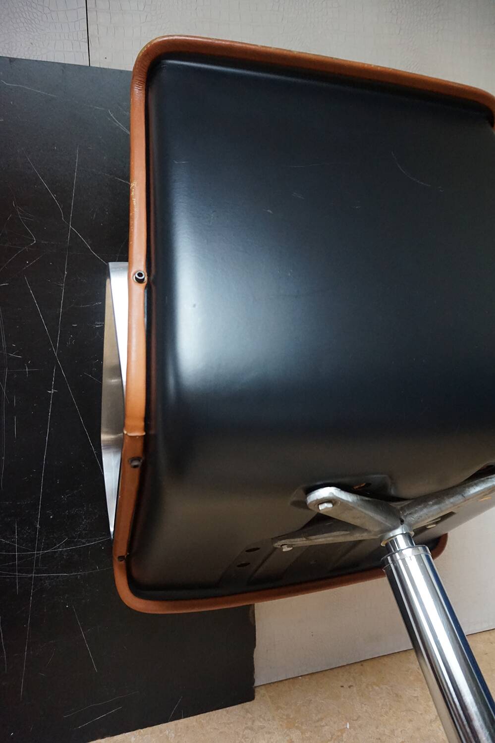 Cognac leather armchair by Delta 2000 for Wilkhahn, Germany, 1960s