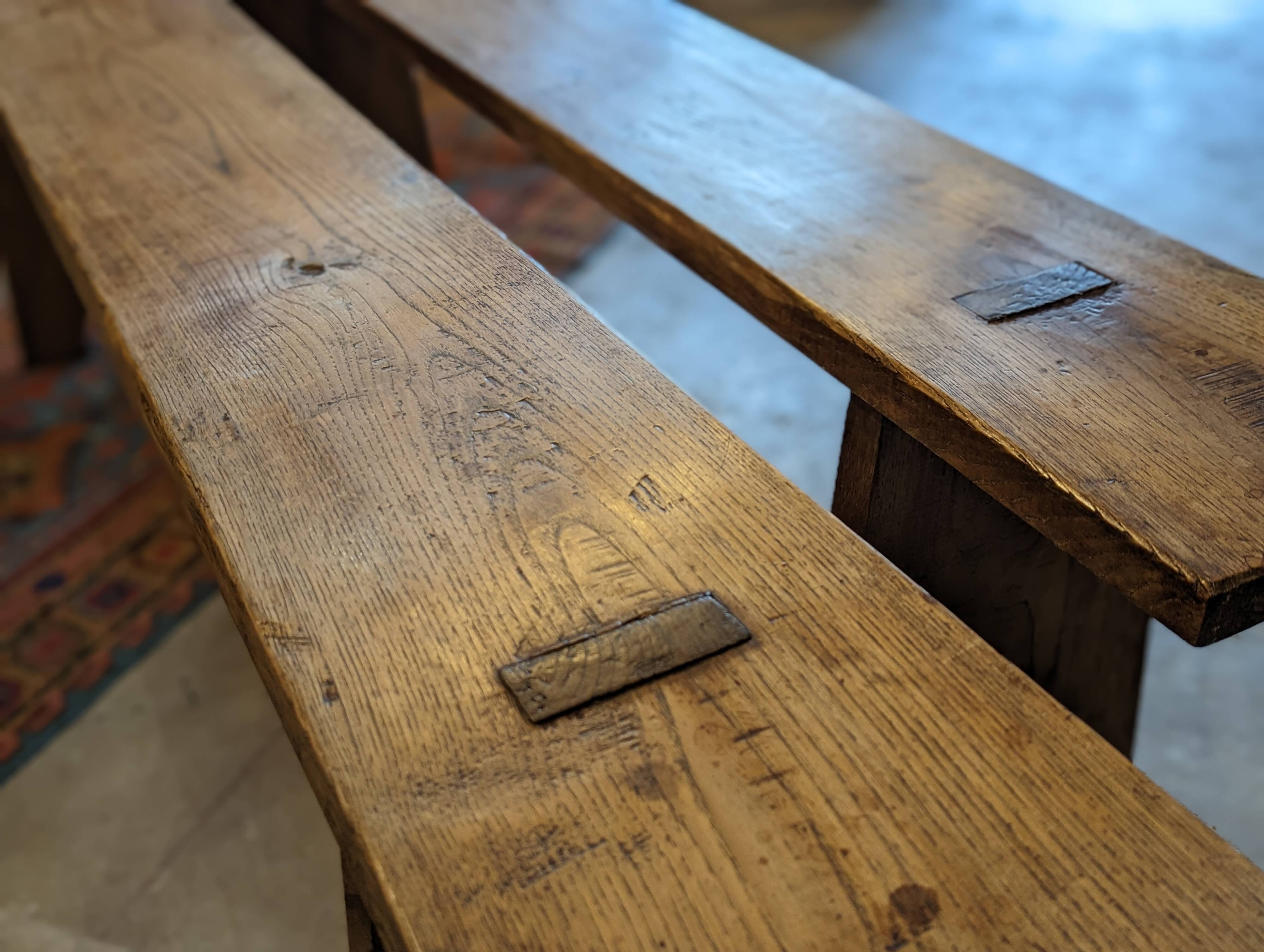 Pair of chestnut benches