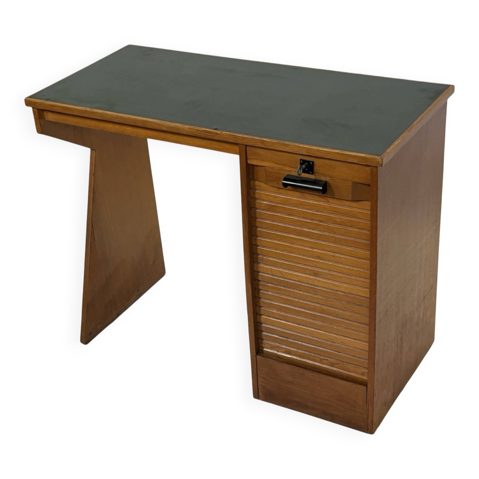 Art Deco desk, minimalist design in oak, unique 40s design, Netherlands.