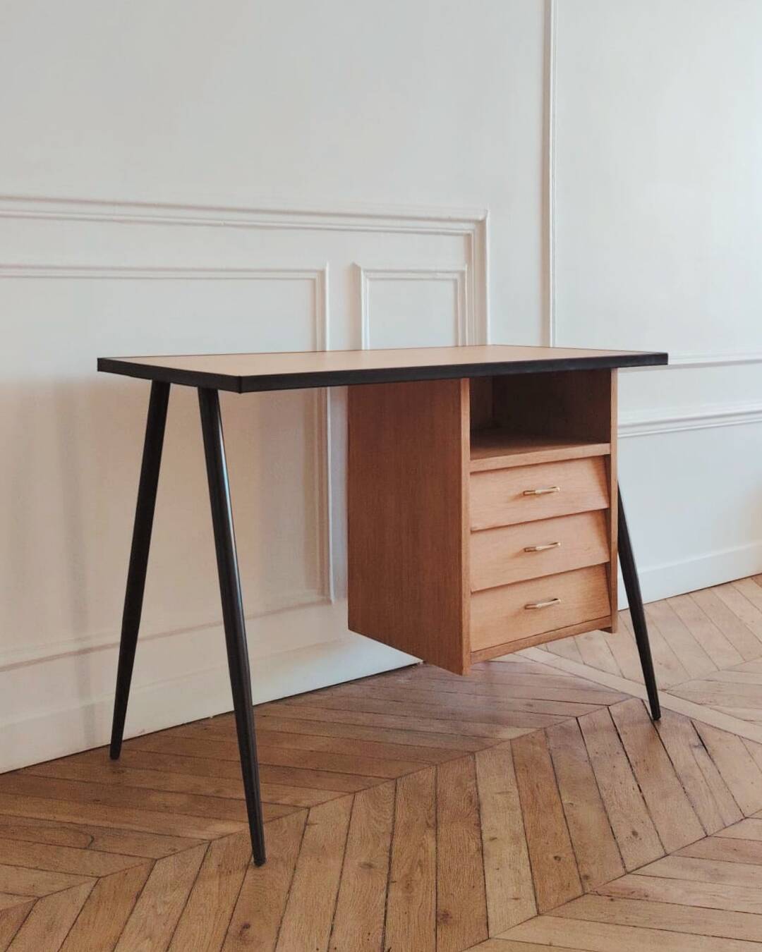 Renovated vintage desk, Scandinavian style, 1950s-60s.