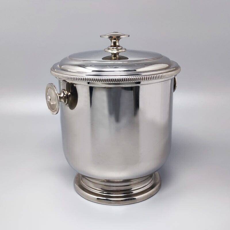 1960s Stunning ice bucket in stainless steel by Macabo. Made in Italy