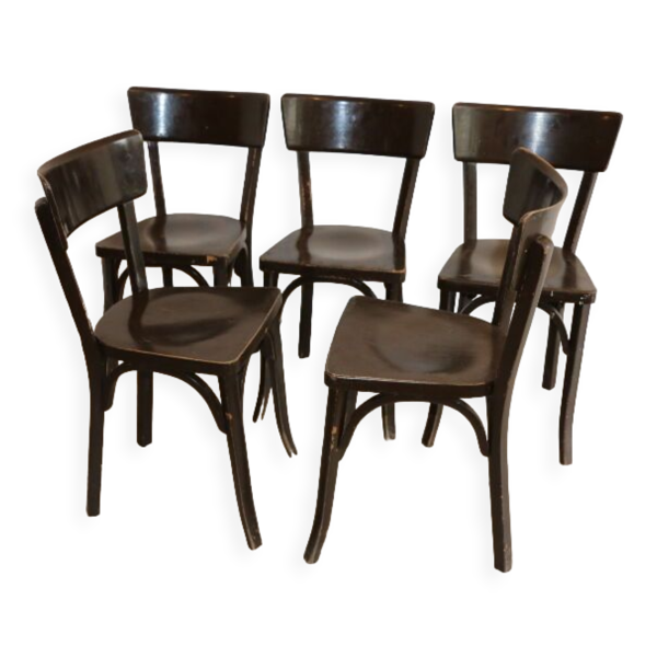 5 chaises Baumann n°29 marron