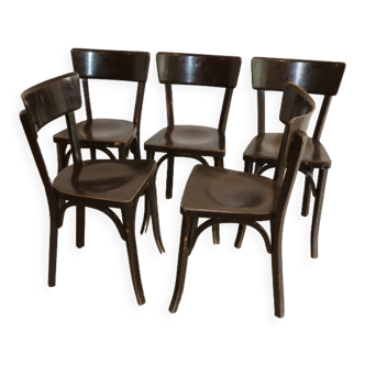 5 chaises Baumann n°29 marron