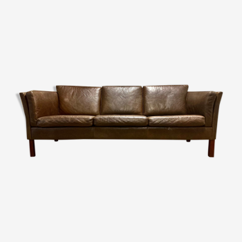 Canapé cuir marron design scandinave