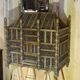 Large wooden bird cage, nineteenth century mastery work, 101 x 120 cm