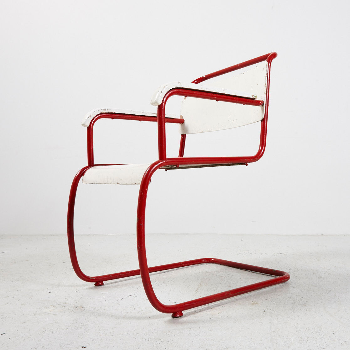 Red & white bauhaus armchair