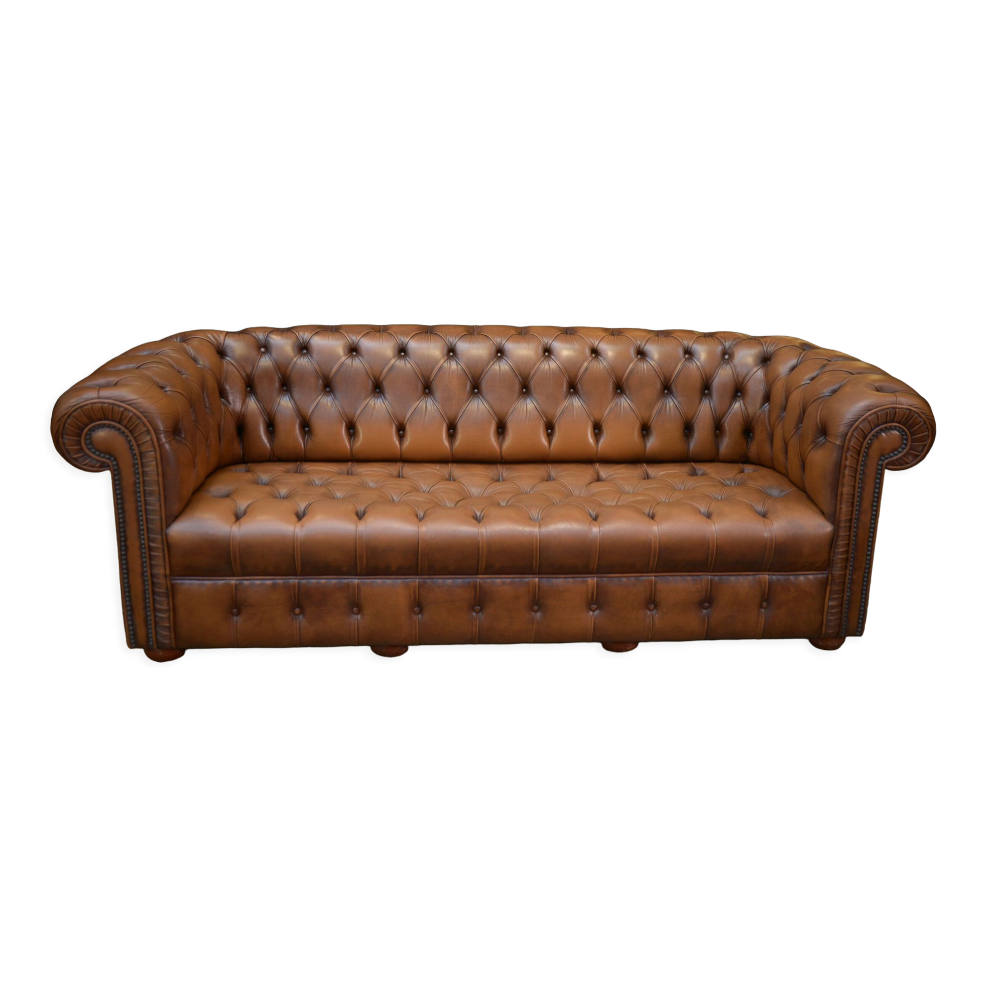 Chesterfield sofa 3 seater Vintage brown leather