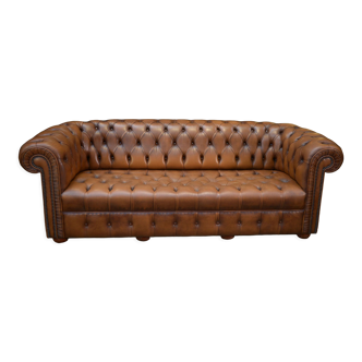 Chesterfield sofa 3 seater Vintage brown leather