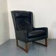 Fauteuil vintage à dossier à oreilles en cuir noir par Rudolf Glatzel pour Kill, 1960