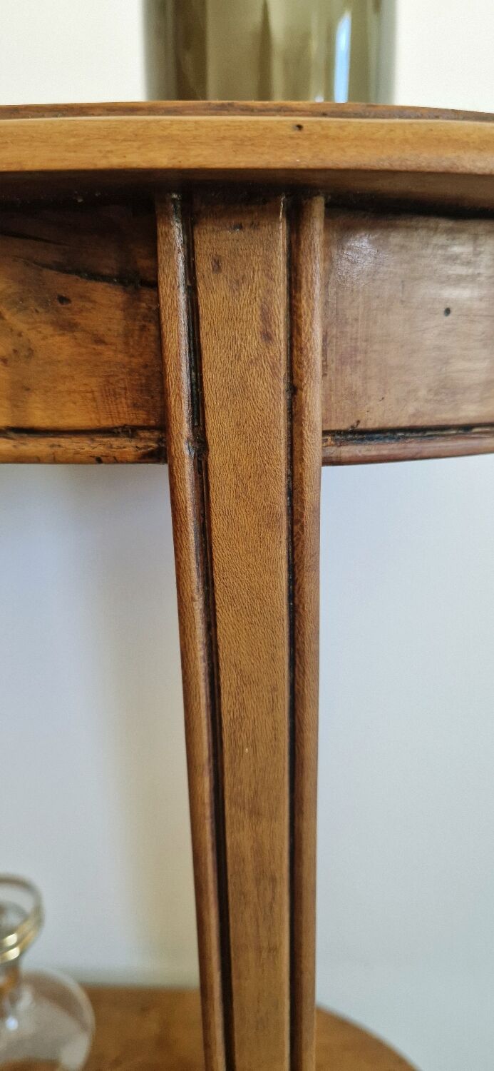 Oval side table with double top in wood - Art Deco style 1940s