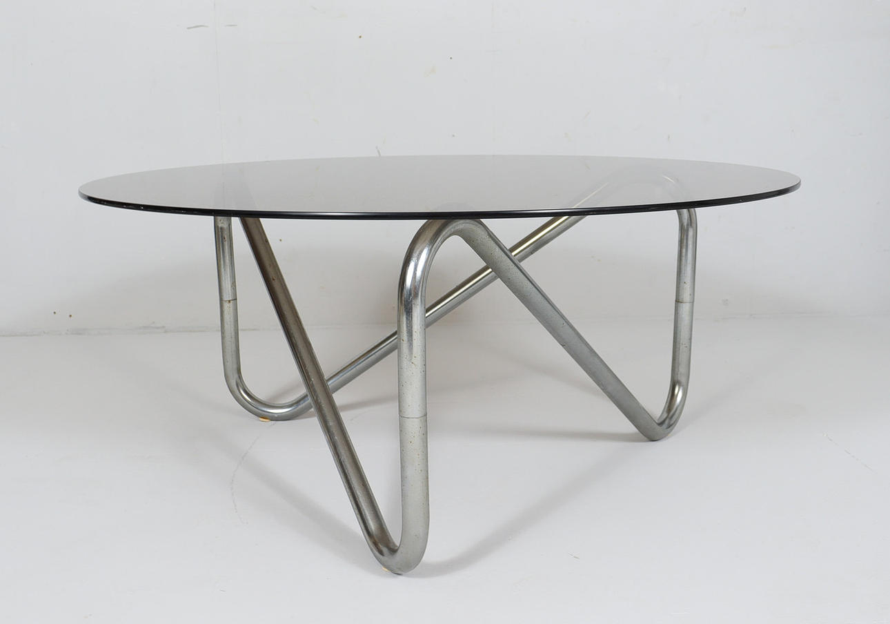 French tubular steel coffee table, 1970s.