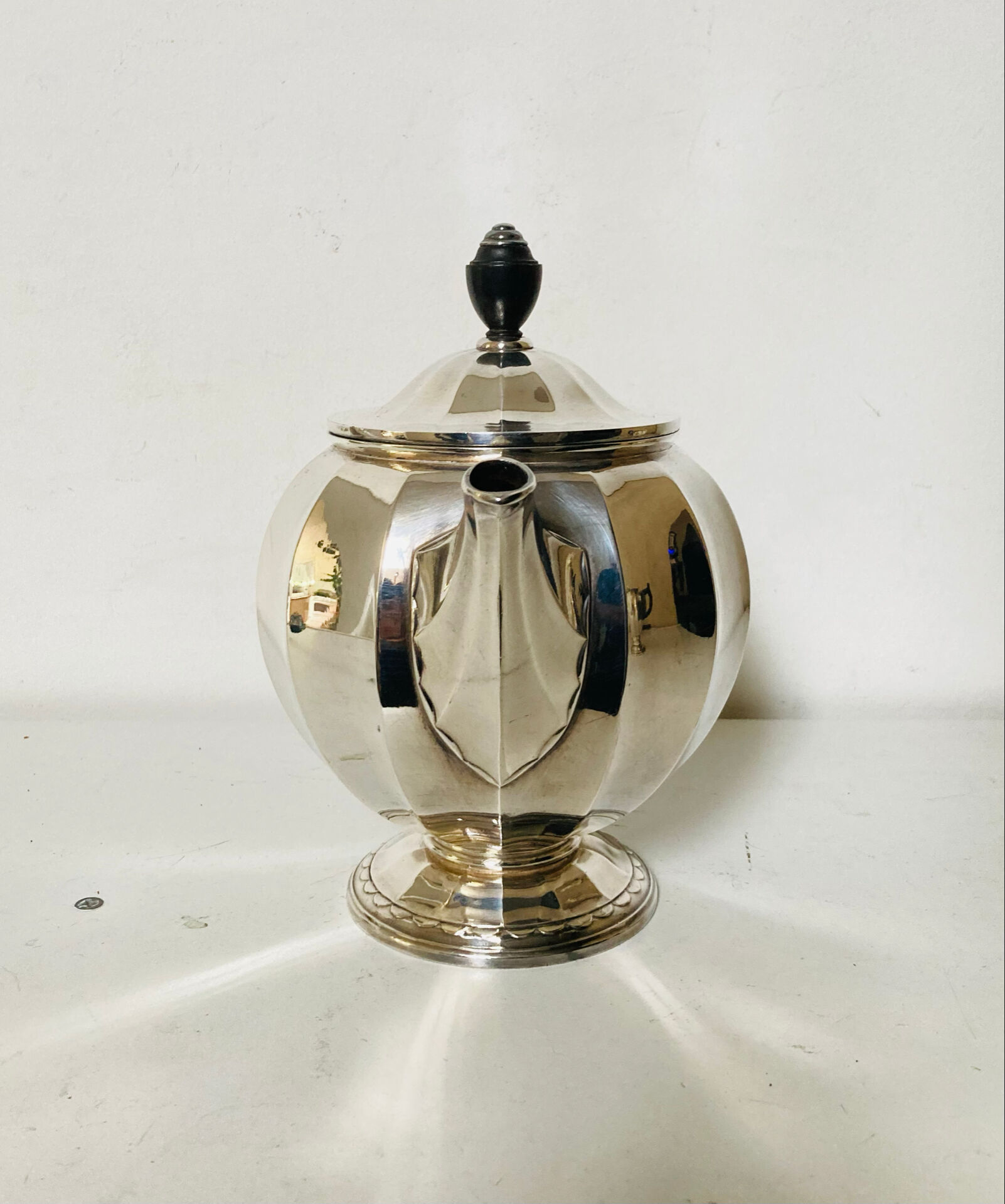 Art Deco teapot CHRISTOFLE early 20th century in silver-plated metal with hallmark